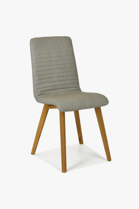 Esszimmerstuhl Arosa Lederimitat Grau mit Eichenbeinen